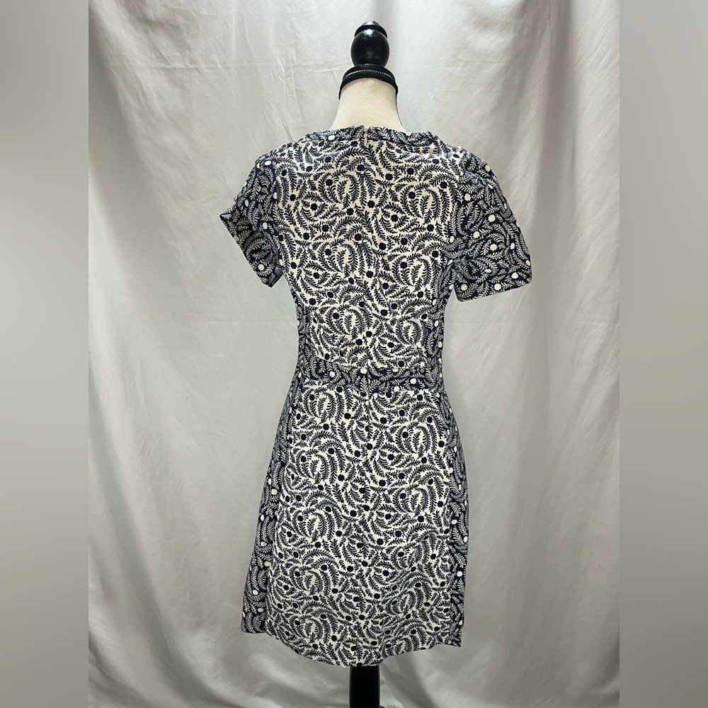 Boden Leaf Print Cap Sleeve Full Zip Fitted Bodice  Mini Dress - Picture 4 of 10